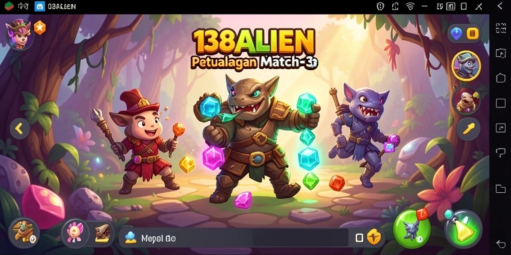 Tampilan gameplay seru dari 138ALIEN dengan tantangan Match-3.