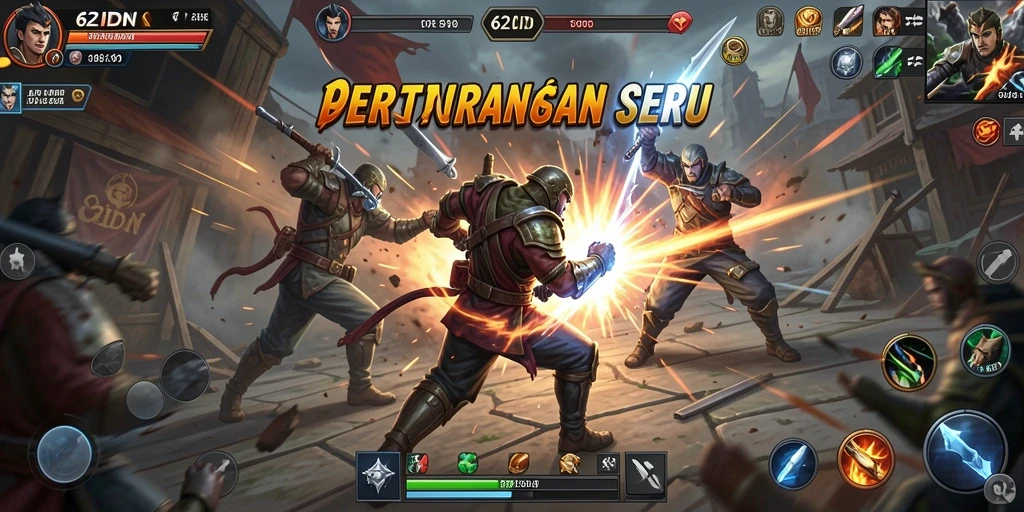 Gameplay menegangkan dengan pertarungan penuh aksi di 62IDN.