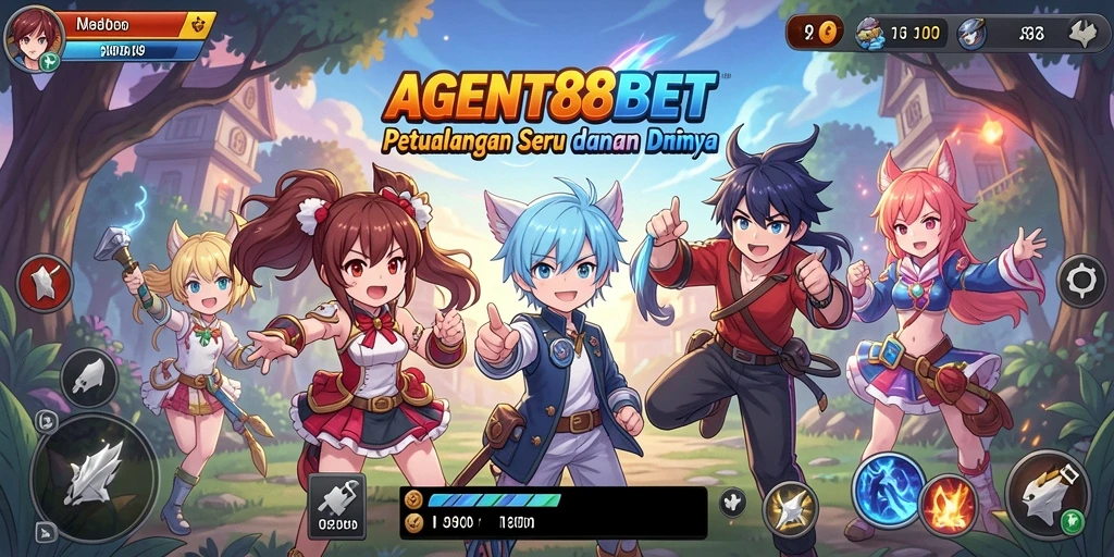 Screenshot gameplay AGENT88BET menunjukkan aksi karakter Anime yang seru.