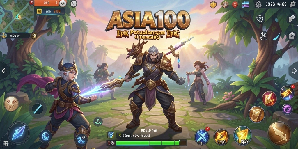 Screenshot gameplay ASIA100 menampilkan pertarungan epik dan karakter mendalam.