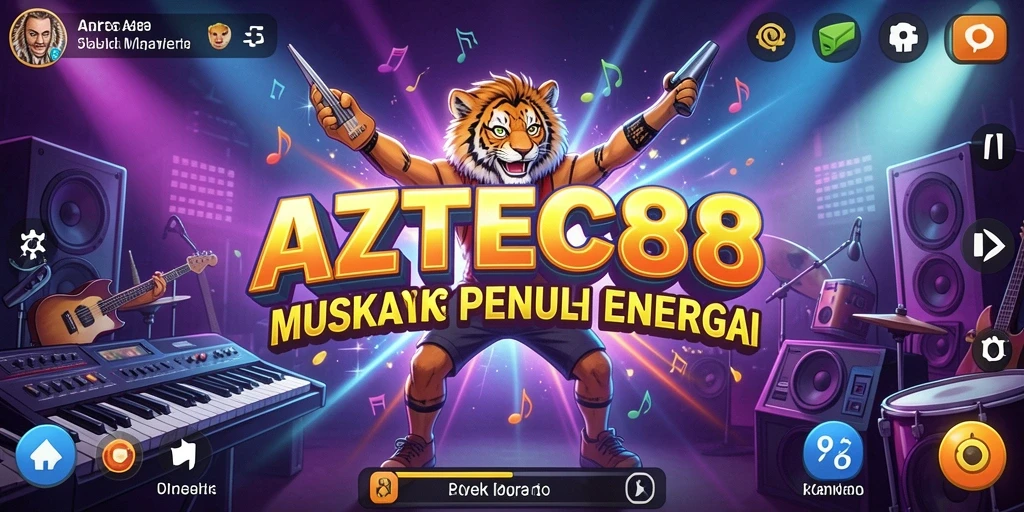 Tampilan gameplay AZTEC88 yang penuh warna dan energik.