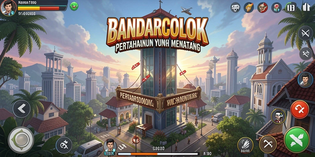 Screenshot BANDARCOLOK menampilkan aksi seru dalam bertahan dari serangan musuh.