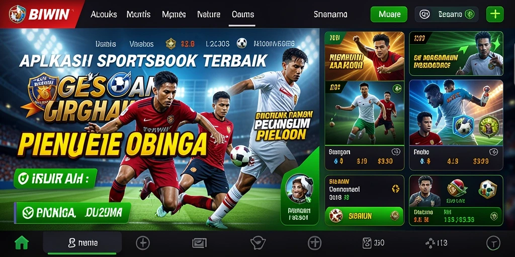 Tampilan antarmuka BIWIN dengan pilihan taruhan olahraga yang menarik.
