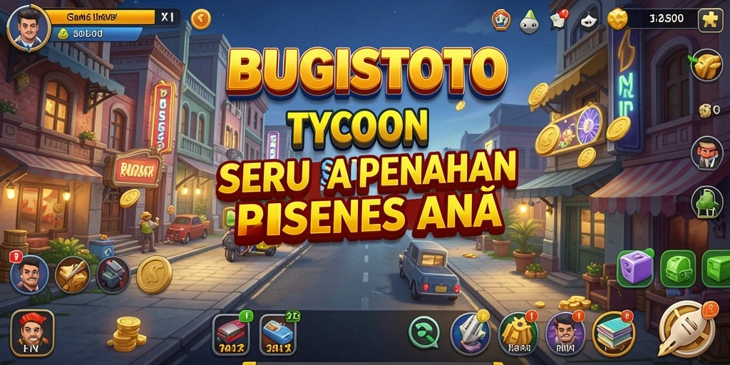 Screenshot gameplay menunjukkan aksi seru dan strategi bisnis di BUGISTOTO.