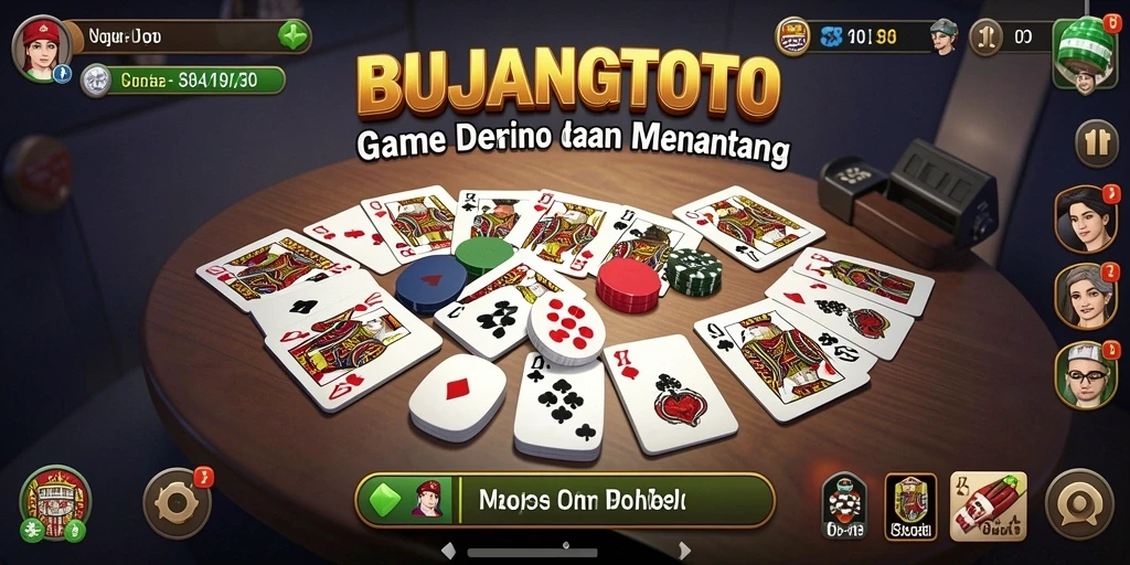 Gameplay seru pada BUJANGTOTO, menampilkan suasana permainan Domino.