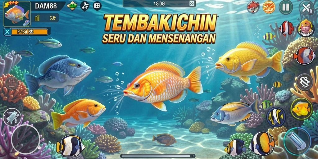 Tampilan gameplay menembak ikan yang seru dan mendebarkan.