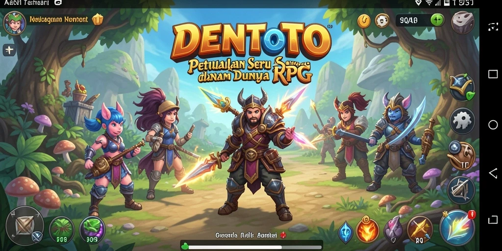 Tampilan gameplay RPG DENTOTO dengan pertarungan yang seru.