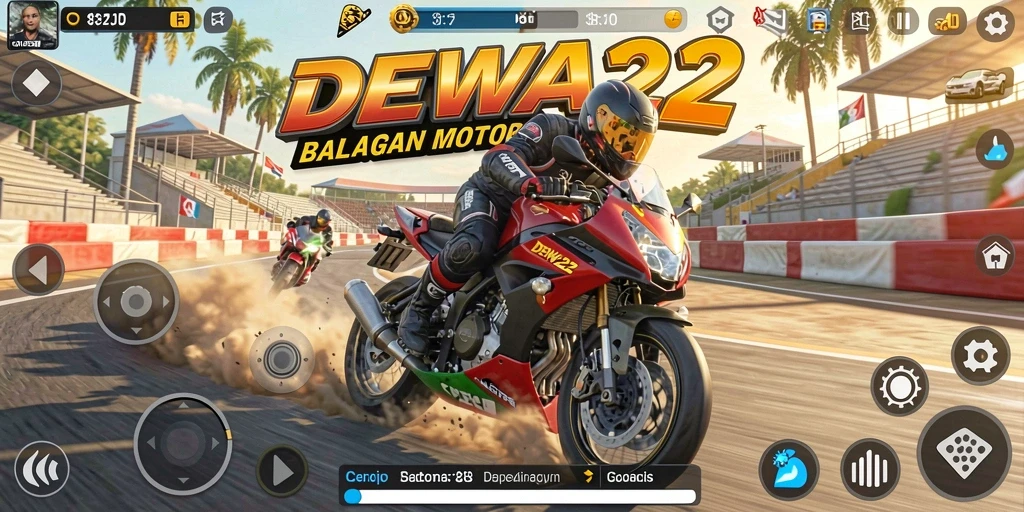 Gameplay balapan motor yang seru dan mendebarkan di DEWA22.