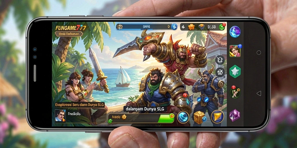 Screenshot FUNGAME777 menampilkan serunya gameplay SLG dengan aksi dan strategi.