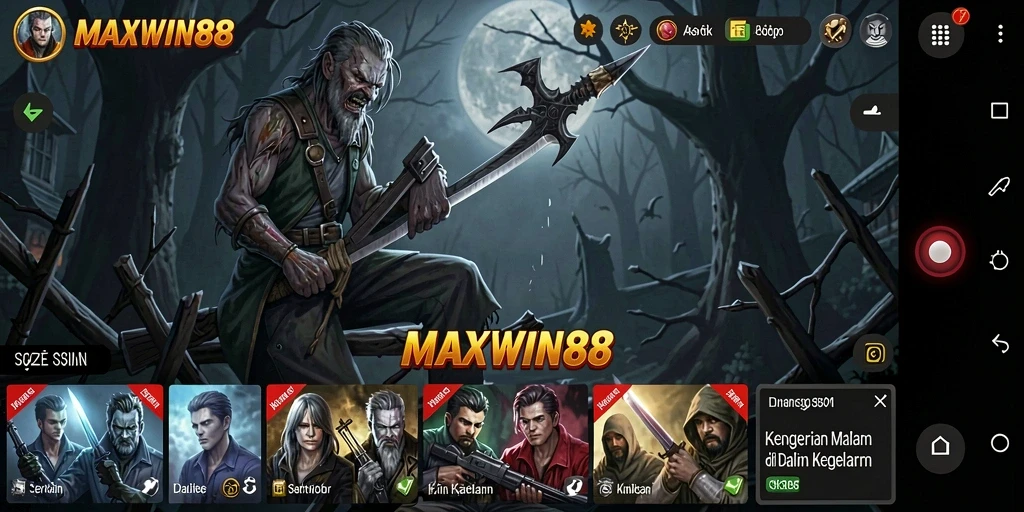 Tangkapan layar gameplay <strong>MAXWIN88</strong> menampilkan suasana mencekam dan horor yang mengintimidasi.