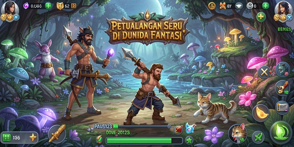 Tampilan screenshot utama PAUS123 yang menunjukkan aksi dan eksplorasi petualangan.