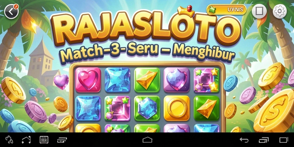Tangkapan layar dari gameplay RAJASLOTO yang menampilkan fitur Match-3.