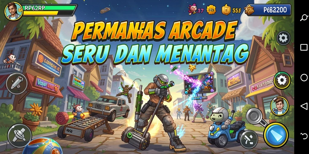 Screenshot permainan RP62RP menunjukkan aksi seru dalam game Arcade.