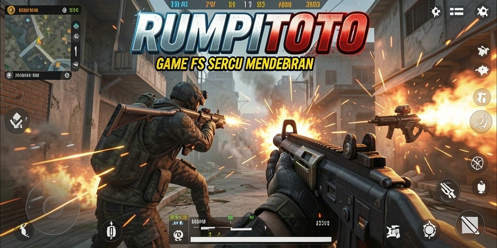 Screenshot gameplay RUMPITOTO menampilkan aksi tembak-menembak seru.