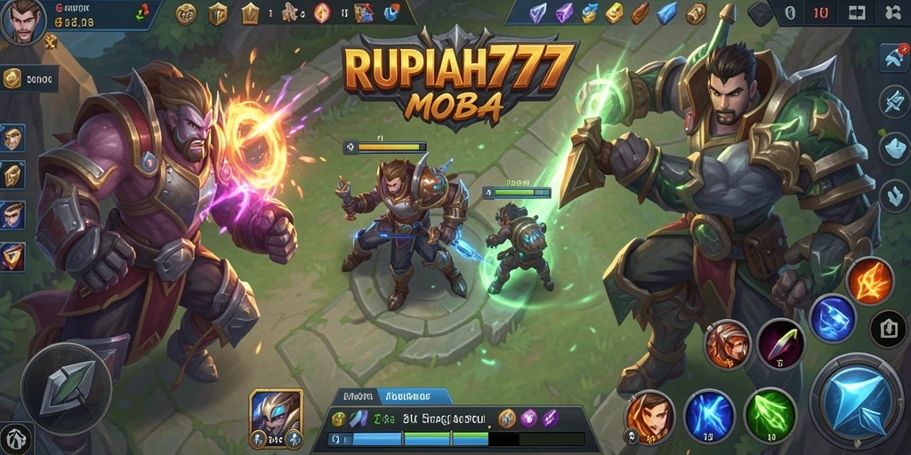 Tangkapan layar gameplay RUPIAH777 menunjukkan aksi pertempuran tim yang intens.