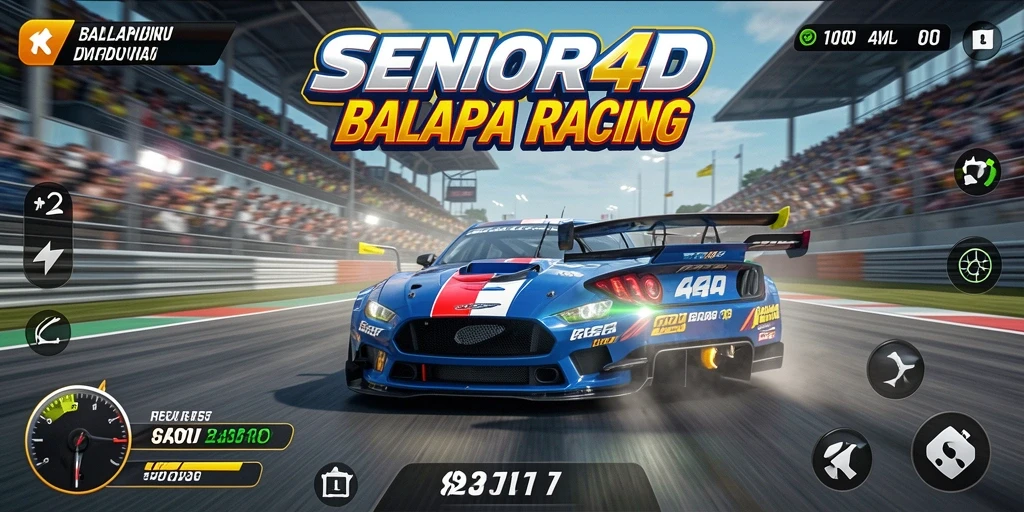 Tangkapan layar gameplay SENIOR4D menunjukkan aksi balapan yang seru dan mendebarkan.
