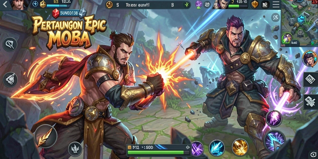 Tampilan seru pertempuran dalam game MOBA SUNEO138.