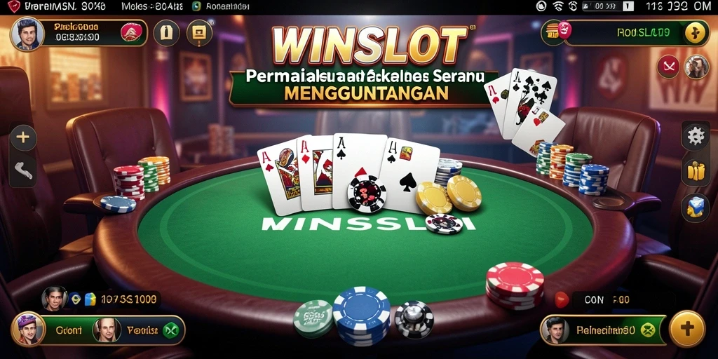 Tampilan gameplay utama WINSLOT dengan suasana meja Poker yang mendebarkan.