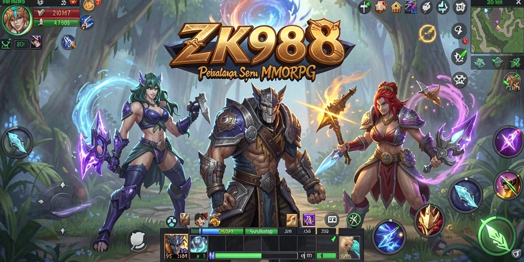 Gameplay seru di ZK988 dengan karakter beraksi di dunia MMORPG.
